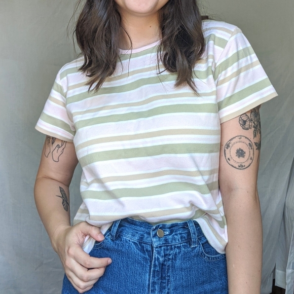 Vintage Tops - Vintage Pastel Striped Tee
